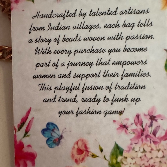 Viral  Beaded Popcorn Women’s Bag With Gold Crossbody Chain Made In India NWT - Picture 7 of 8